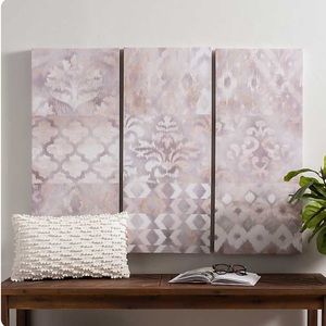 Set of 3 Taupe Print Canvas Wall Art NWT